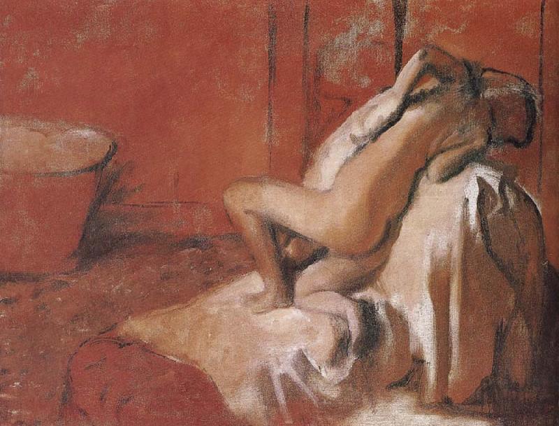 Edgar Degas Lady toweling off her body after bath oil painting picture
